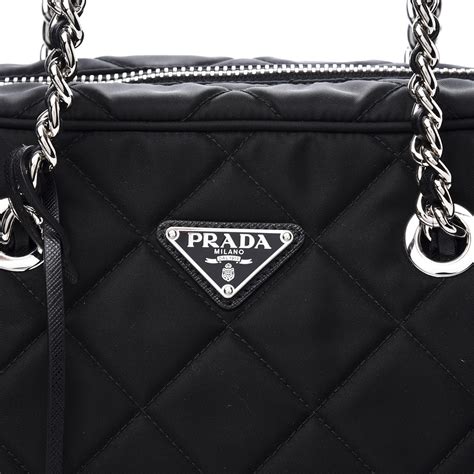 PRADA Nylon Tessuto Impuntu Quilted Crossbody Bag Black 